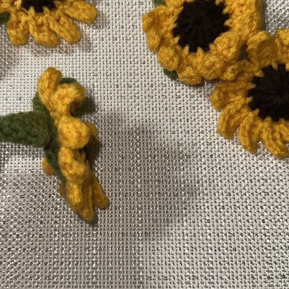 Hand Crochet Gold Brown Green Sunflower Charms